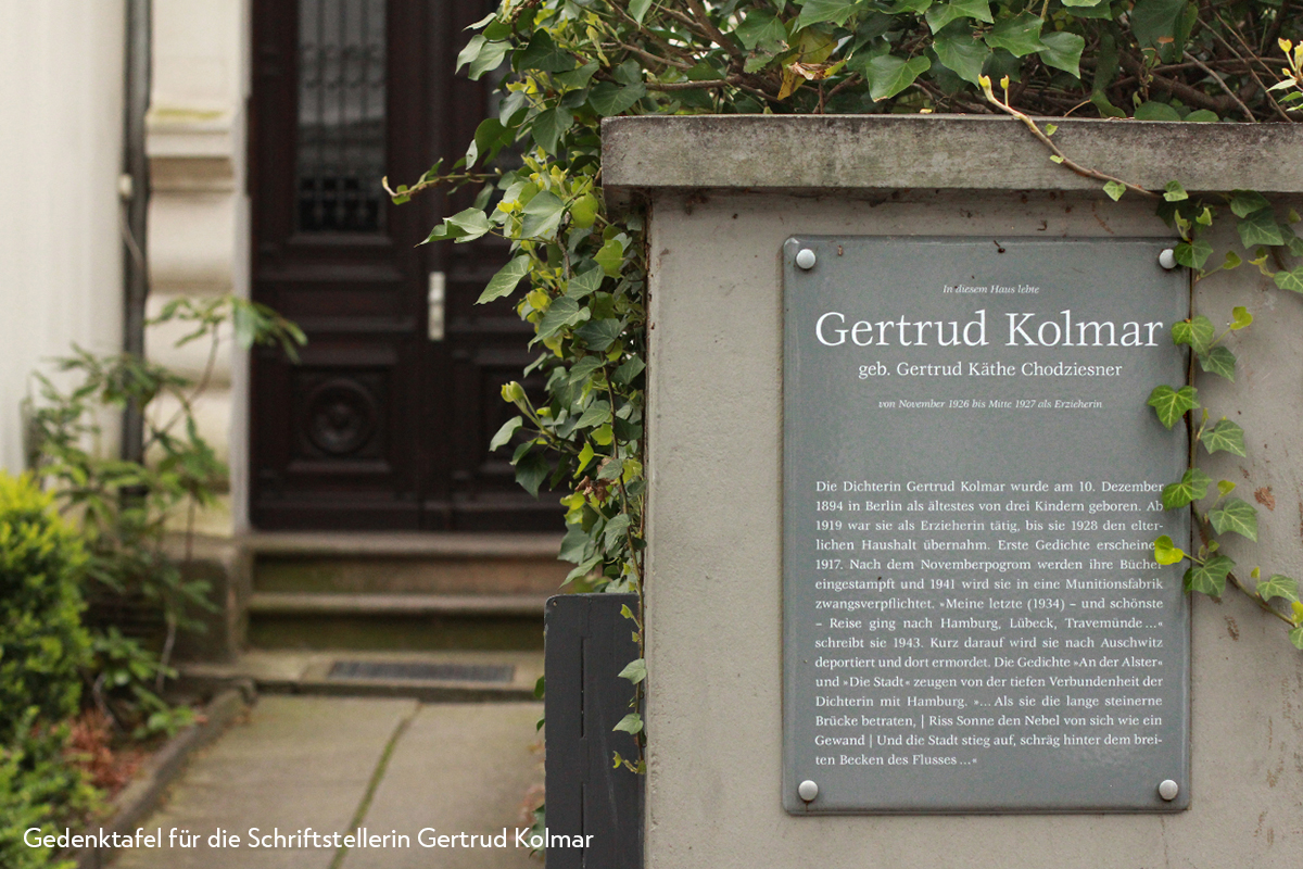 Gedenktafel fuer die Schriftstellerin Gertrud Kolmar